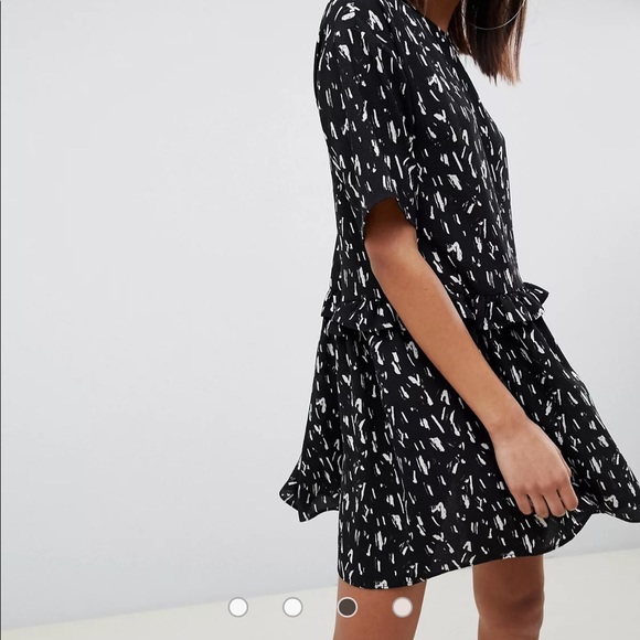 ASOS mini smock dress with frill waist Size US 8 - Picture 3 of 10
